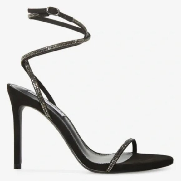 Steve Madden "Aubrey" Black Rhinestone Heels - Size 7 - Picture 1 of 6